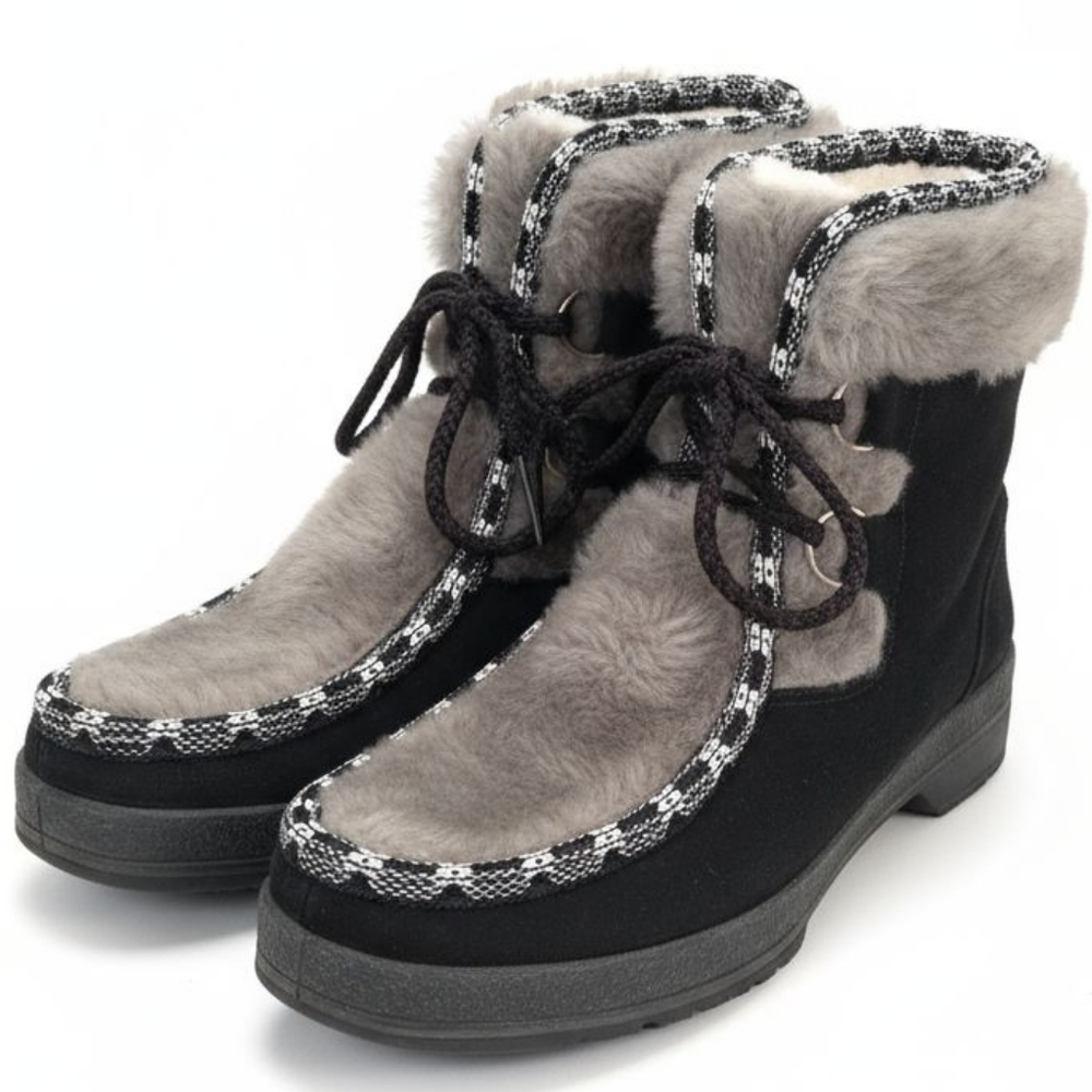 EUC Vintage 70s Yodelers Size 6 Suede Faux Fur Sherpa Lined Snow Boots!!